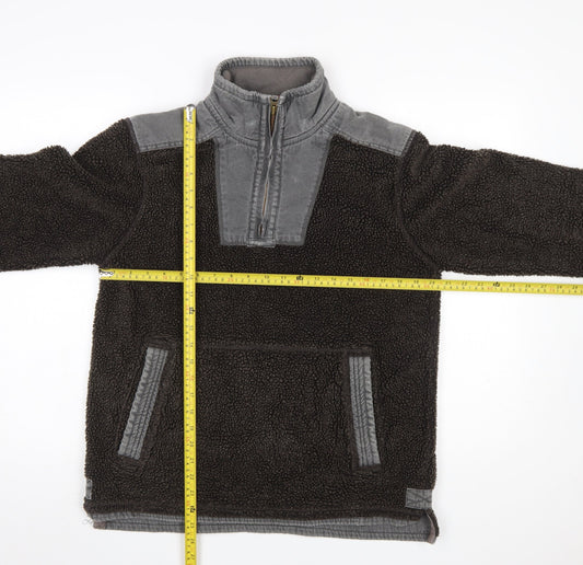 Fat Face Men’s Brown Fleece 1/4 Zip Pullover Sweatshirt Size S