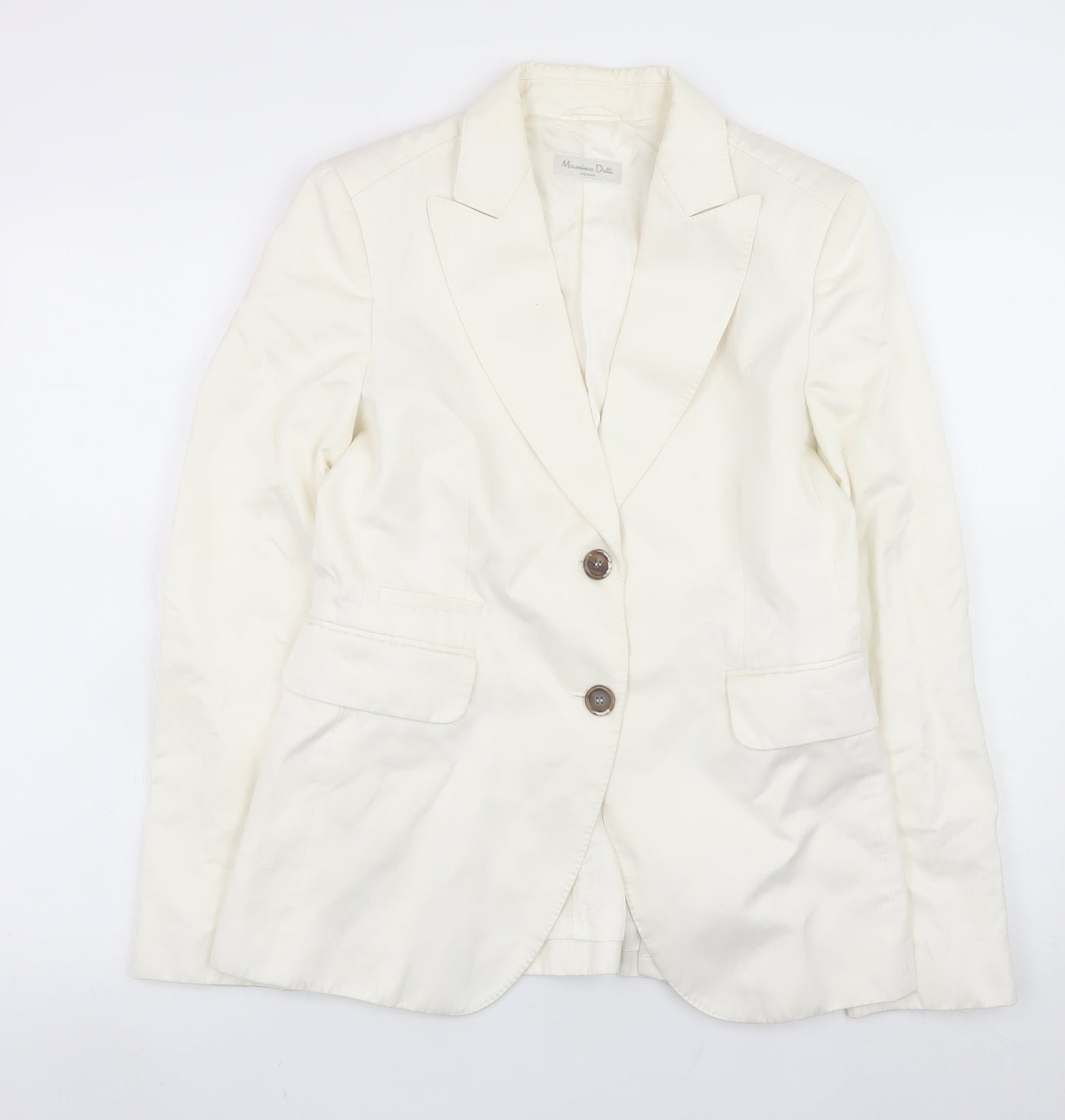 Massimo Dutti Women Ivory Cotton Linen Blazer Size 12
