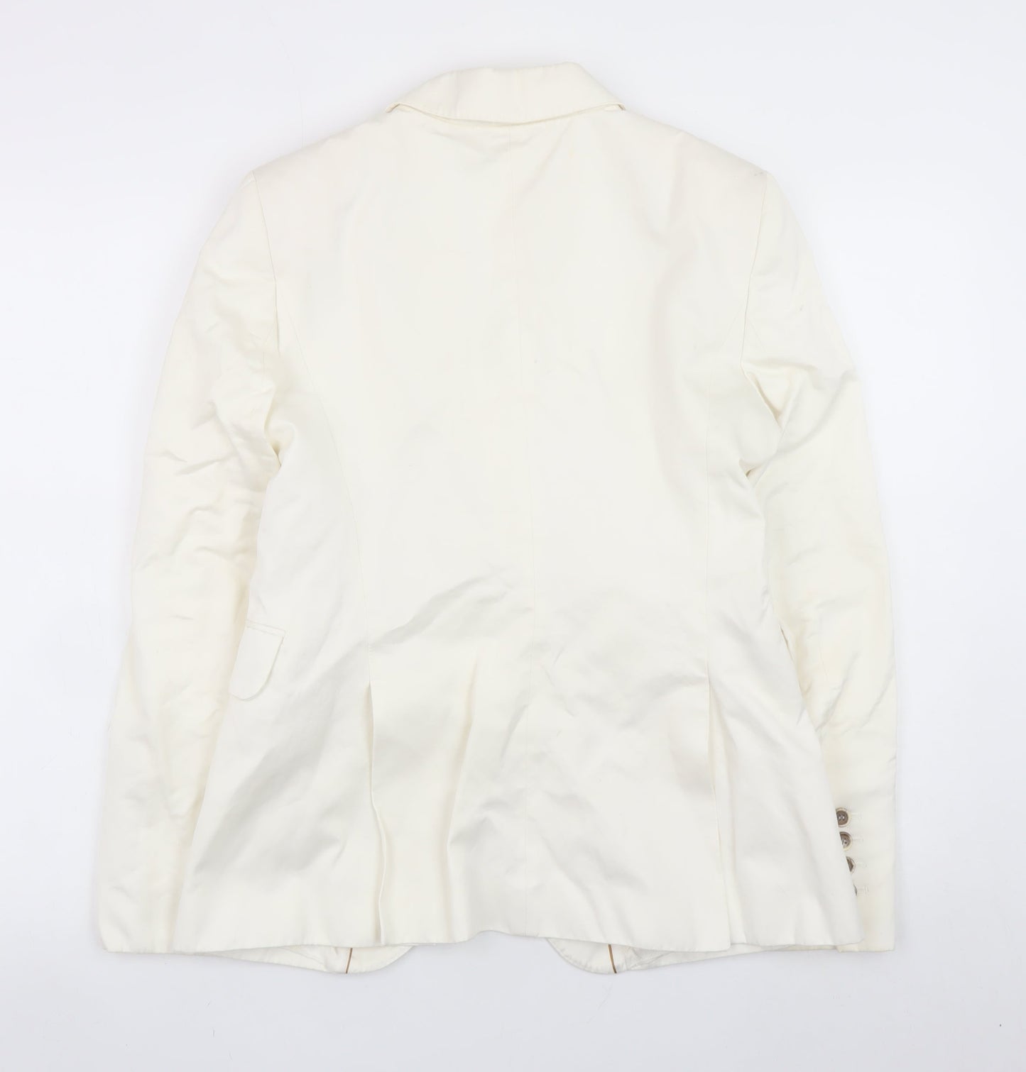 Massimo Dutti Women Ivory Cotton Linen Blazer Size 12