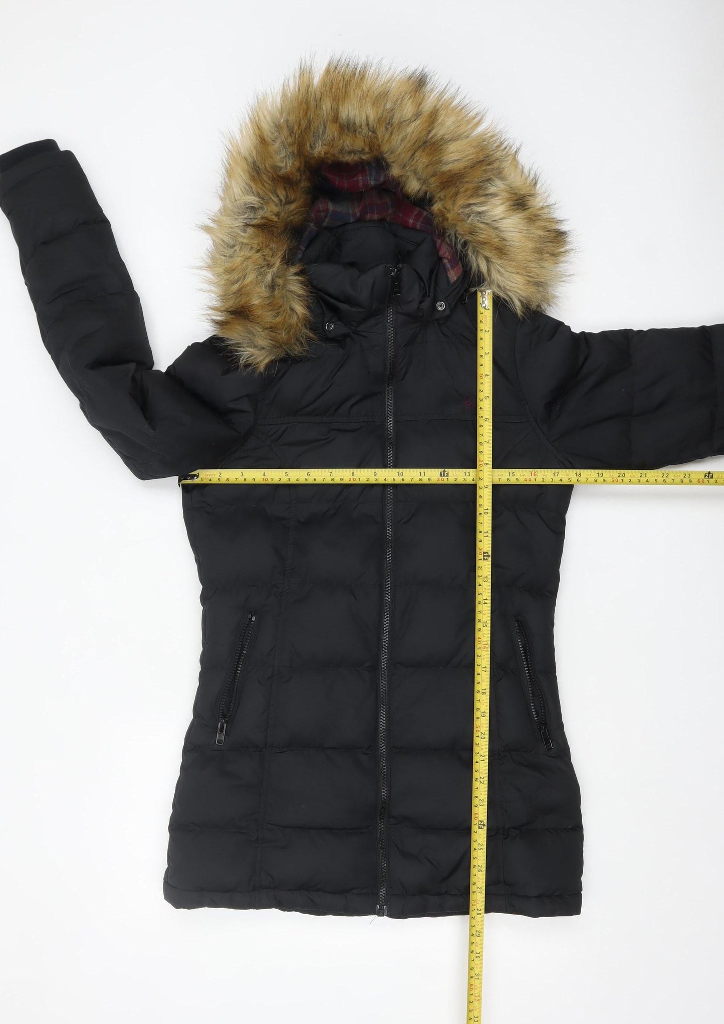 Jack Wills Womens Black Faux Fur Hooded Puffer Jacket Size 8