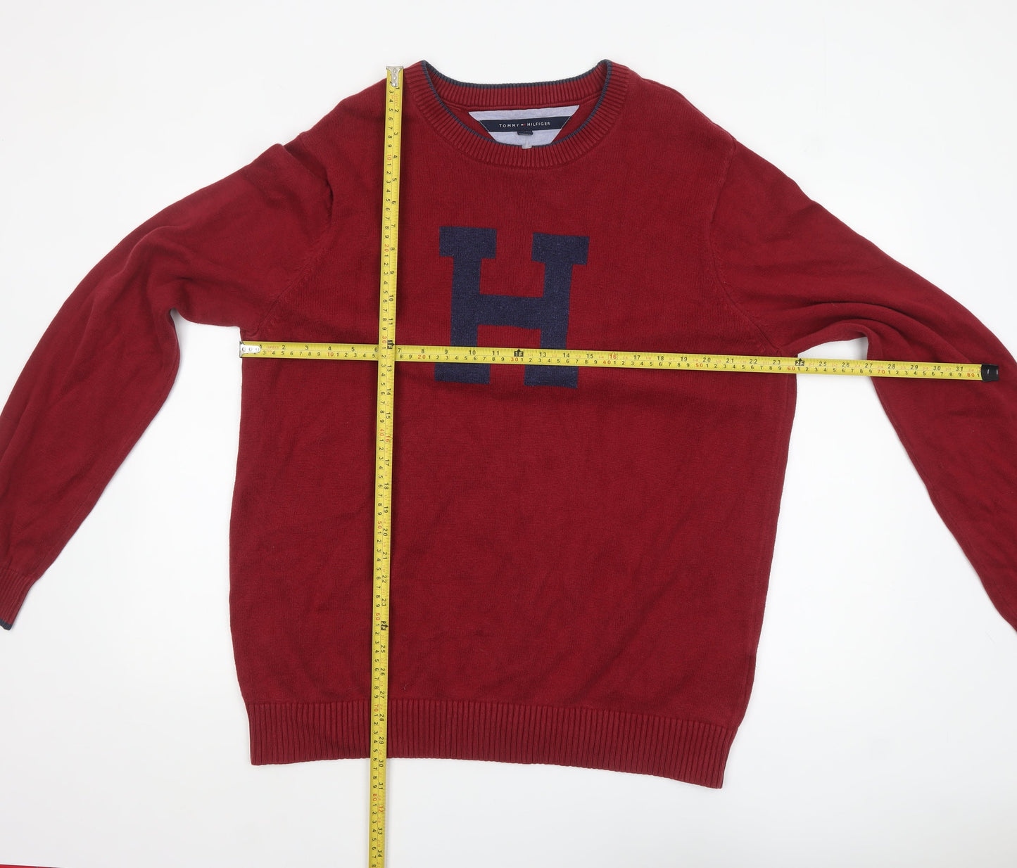 Tommy Hilfiger Men Red 2XL Crew Neck Pullover Jumper