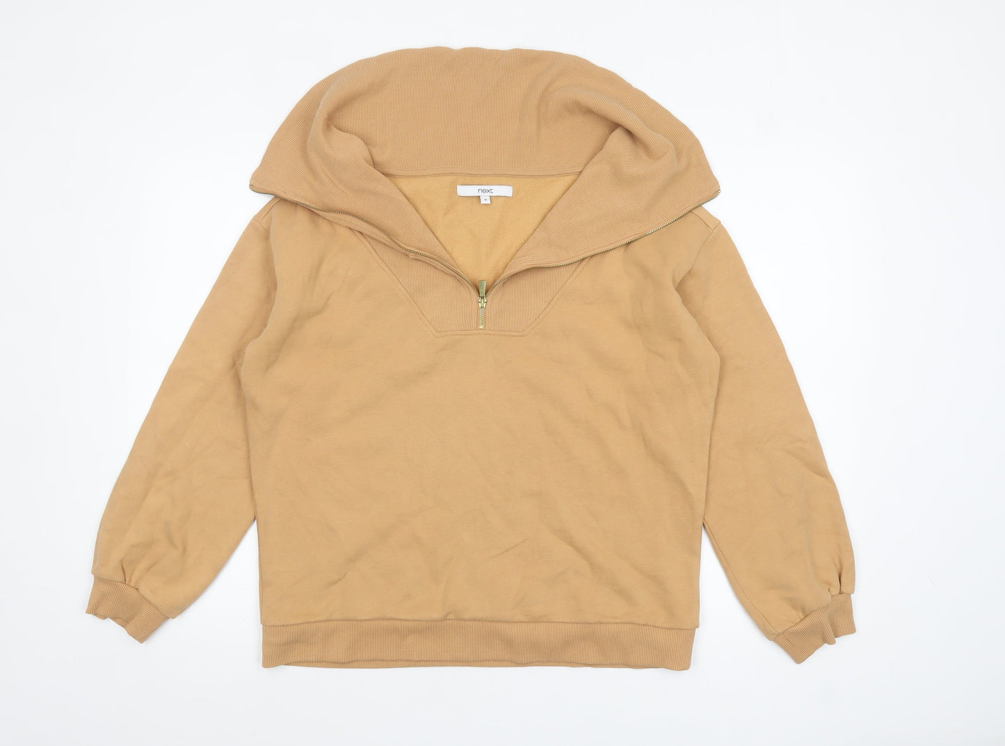 Next Women’s Beige 1/4 Zip Pullover Sweatshirt Size 12 Cotton Blend
