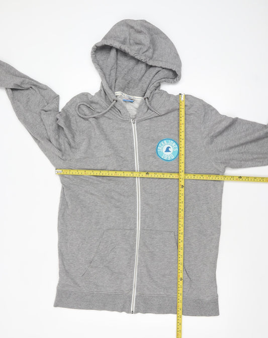 Jack & Jones Mens Grey Full Zip Hoodie XL Logo Lightweight Sweatshirt
