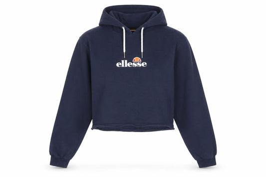 Ellesse Women's Navy Cropped Hoodie UK 14 Logo Sleeve Tape Cotton Blend