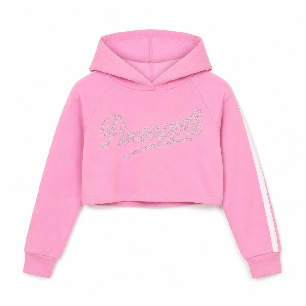 Pineapple Girls Pink Rhinestone Logo Cropped Hoodie 9-10 Years