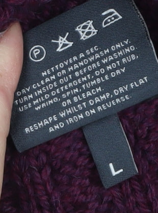 Aran Woollen Mills Women Purple Cable-Knit Merino Wool Sleeveless Vest L