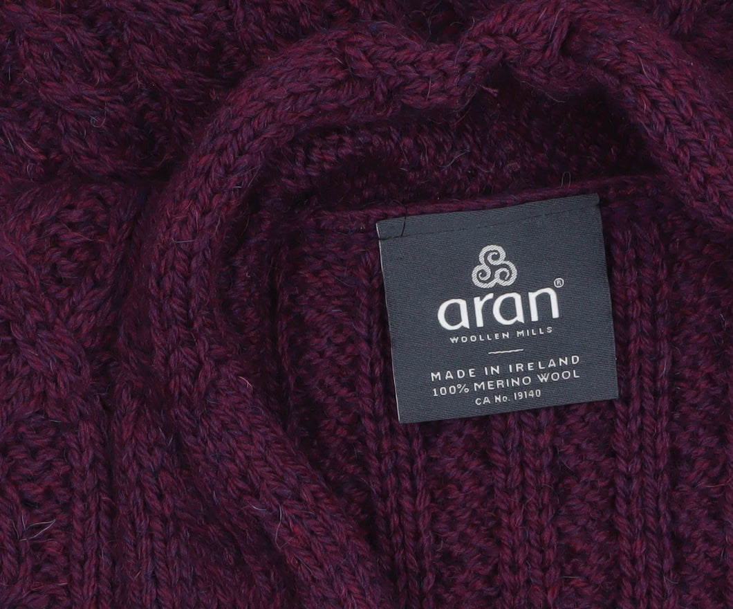 Aran Woollen Mills Women Purple Cable-Knit Merino Wool Sleeveless Vest L