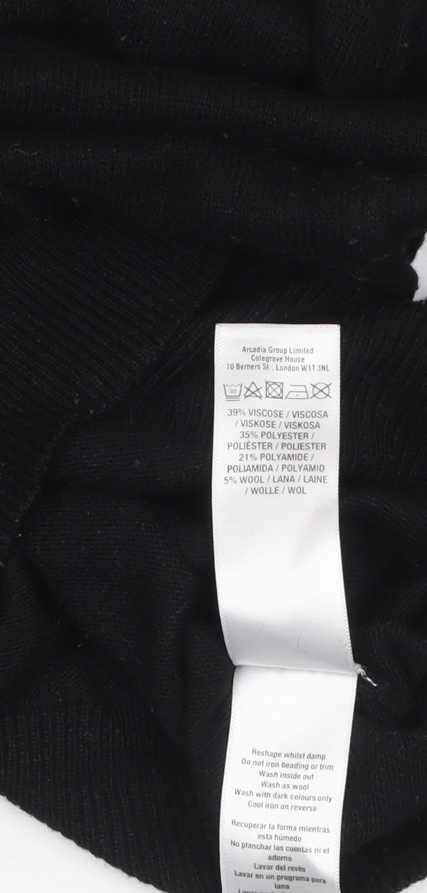 Wallis Women’s Black Mock Neck Lace Shoulder Knit Jumper Size S