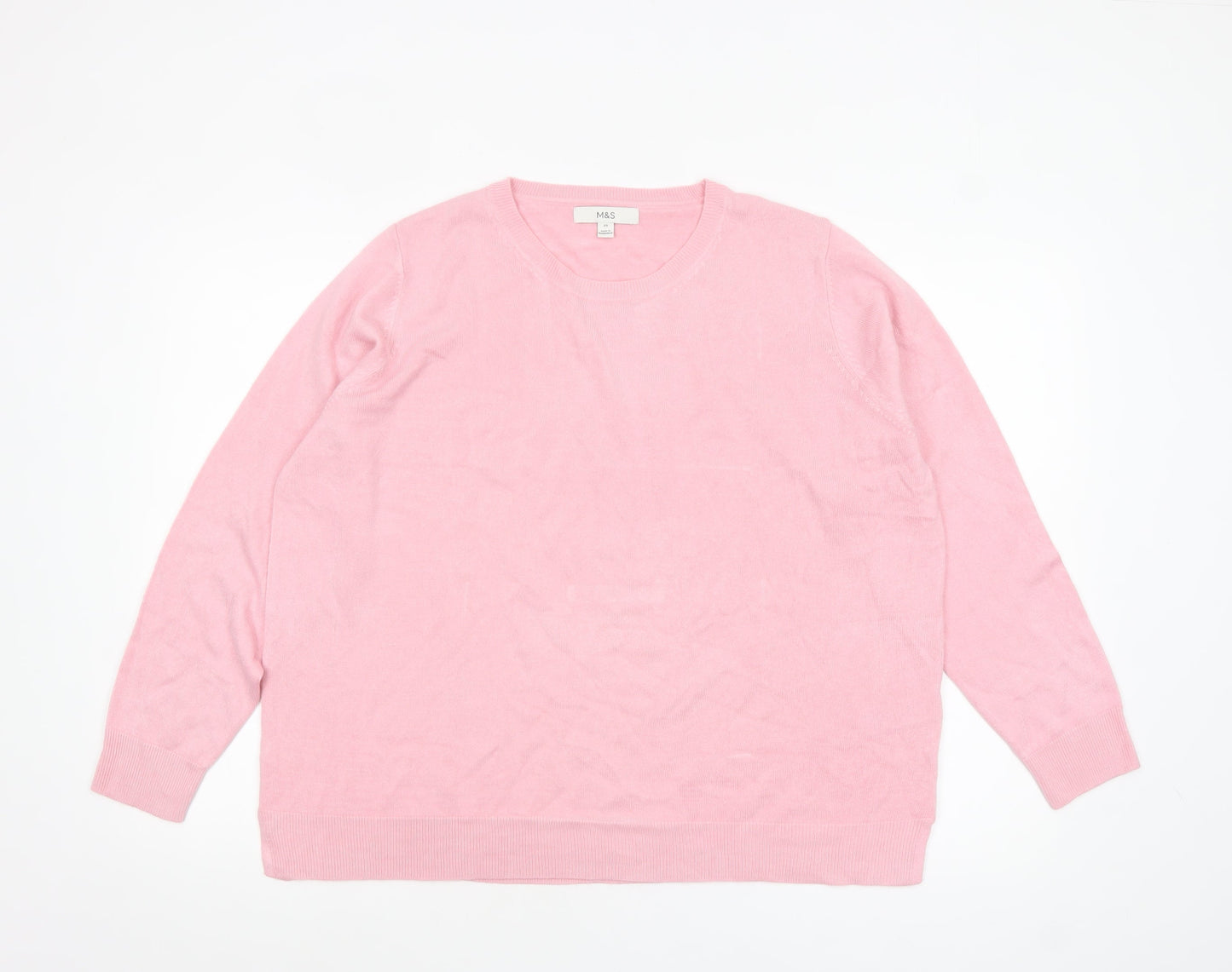 Marks and Spencer Women Pink Size 20 Crew Neck Acrylic Jumper
