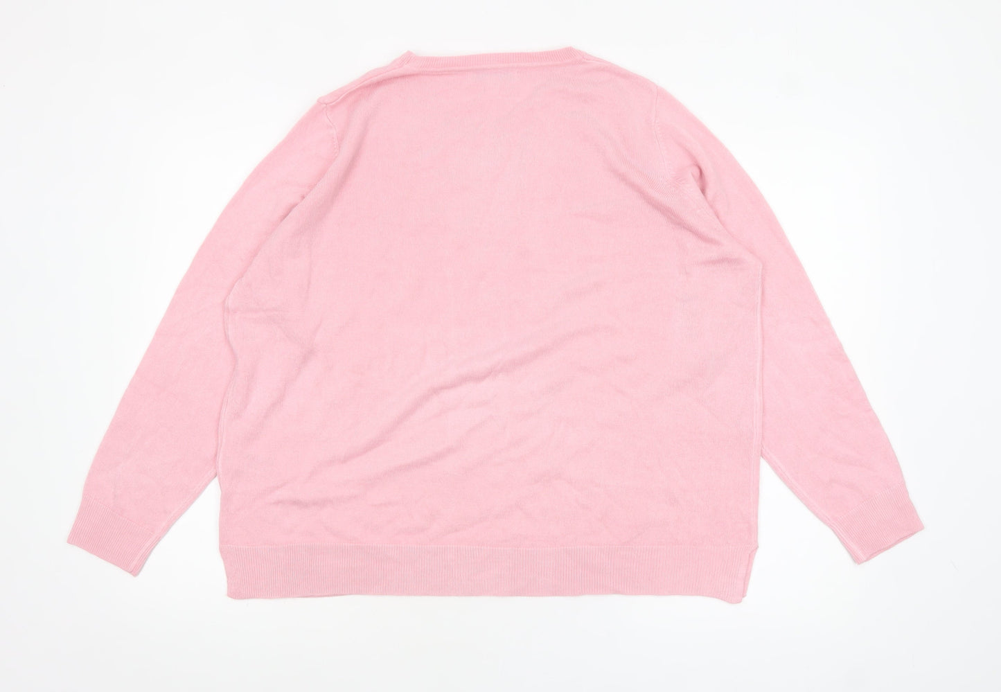 Marks and Spencer Women Pink Size 20 Crew Neck Acrylic Jumper