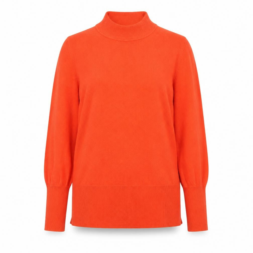 Marks and Spencer Women Orange Mock Neck Long Sleeve Pullover Jumper L