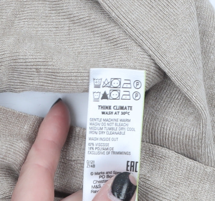 Marks and Spencer Womens Beige Long Sleeve Knit Cardigan S