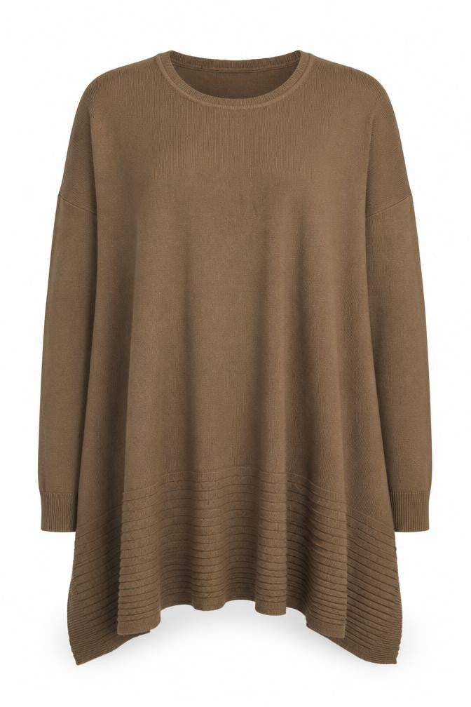 M&V Women Brown Knit Tunic Jumper S Relaxed Fit Long Sleeve