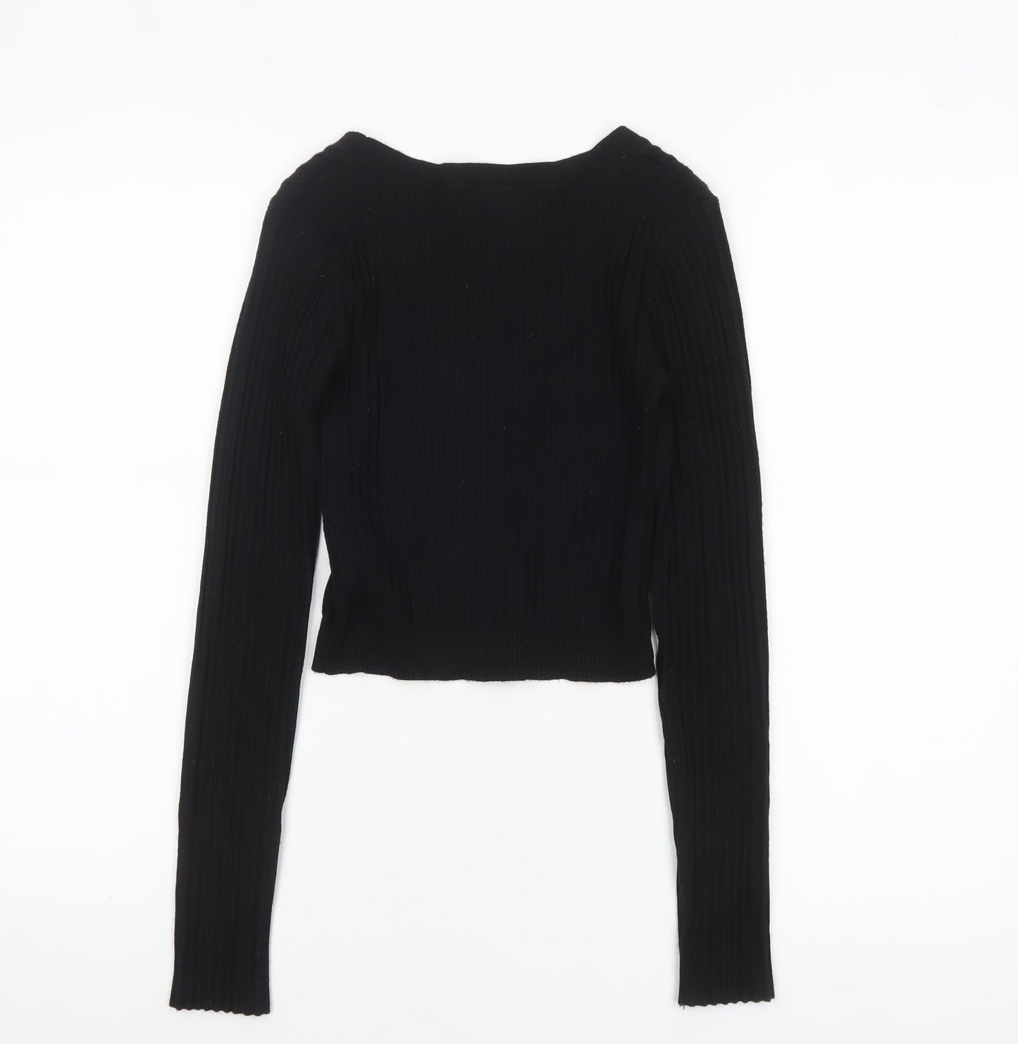 Glassons Women’s Black V-Neck Ribbed Button Cardigan Size M