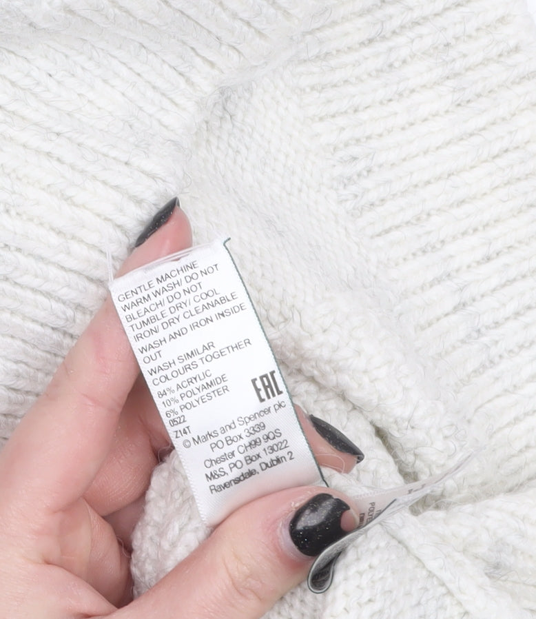 Marks and Spencer Women’s Grey Cable Knit Mock Neck Jumper Size M