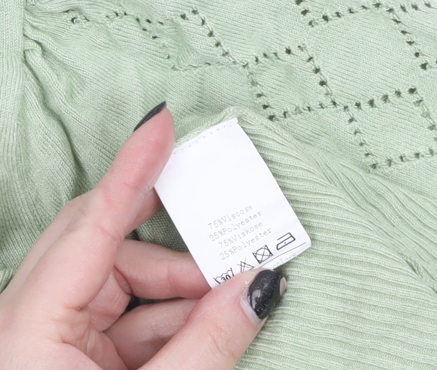 Belle Poque Women Green 2XL V-Neck 3/4 Sleeve Cardigan