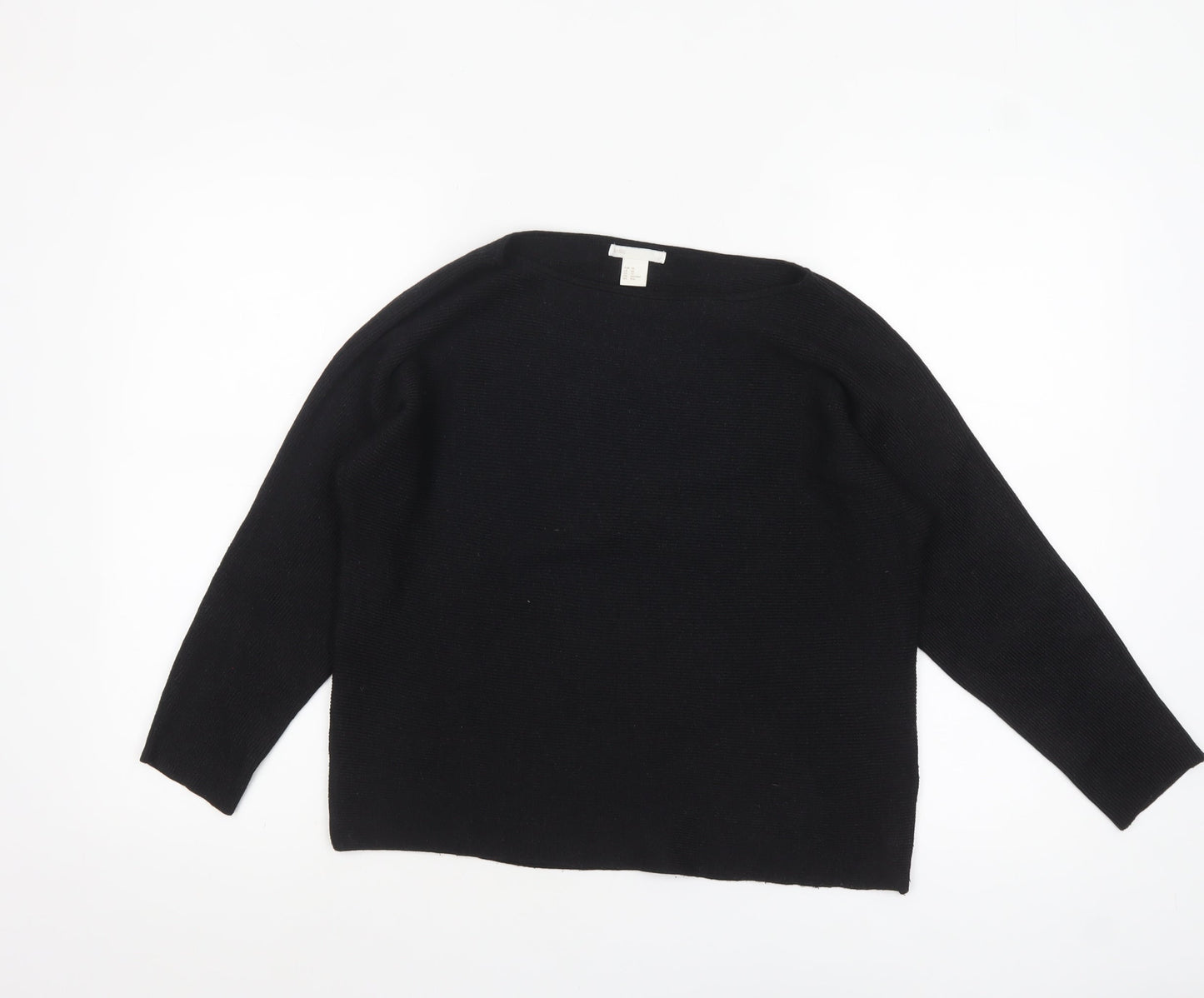H&M Women’s Black Boat Neck Knit Pullover Jumper XS