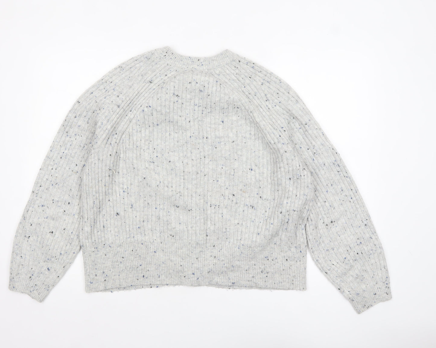 Marks and Spencer Women Grey Cardigan L Knit Button Long Sleeve