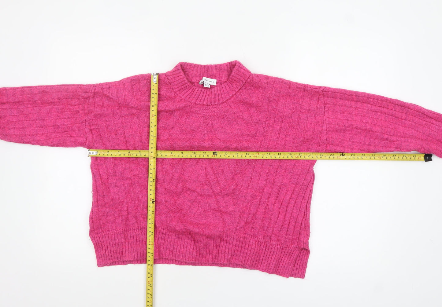Warehouse Womens Pink Mock Neck Rib Knit Pullover Jumper Size M