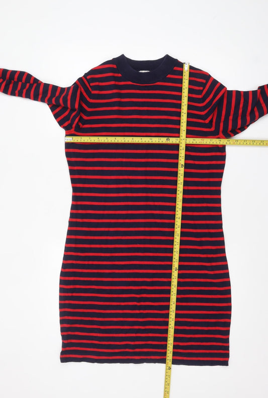 Gap Women’s Navy Red Striped T-Shirt Dress L Long Sleeve Casual