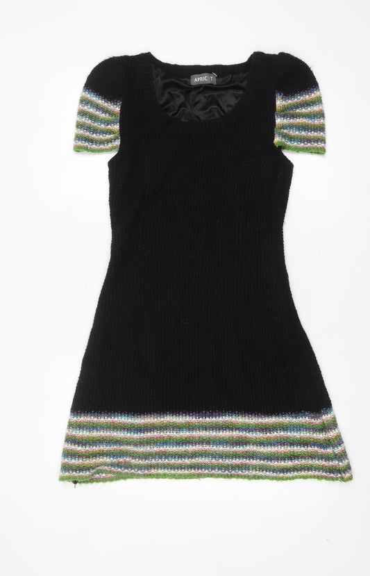 Apricot Women’s Black Jumper Dress L Knit Short Sleeve Stretch