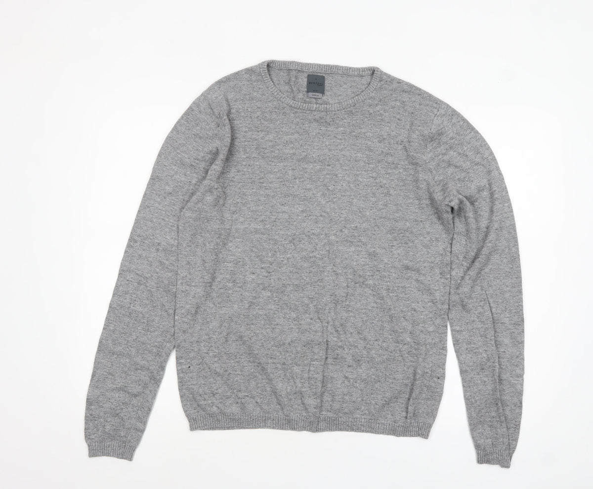 Back view of Bertoni of Denmark Men's Grey Knit jumper, size L