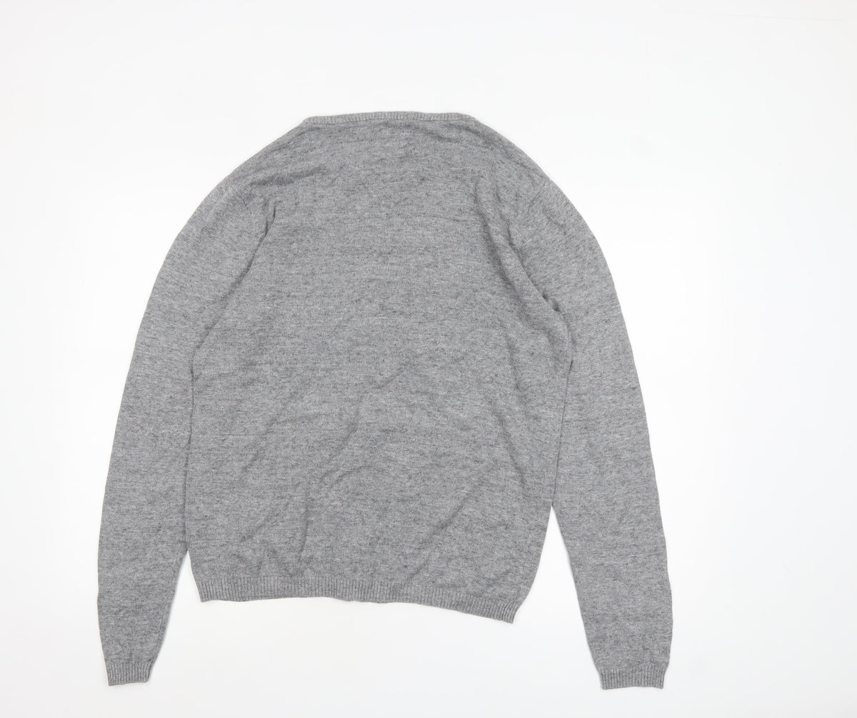 Brand and care label for Bertoni of Denmark Men's Grey Knit jumper, size L