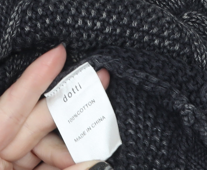 Dotti Women Grey Cable-Knit Cotton Relaxed Pullover Jumper Size L