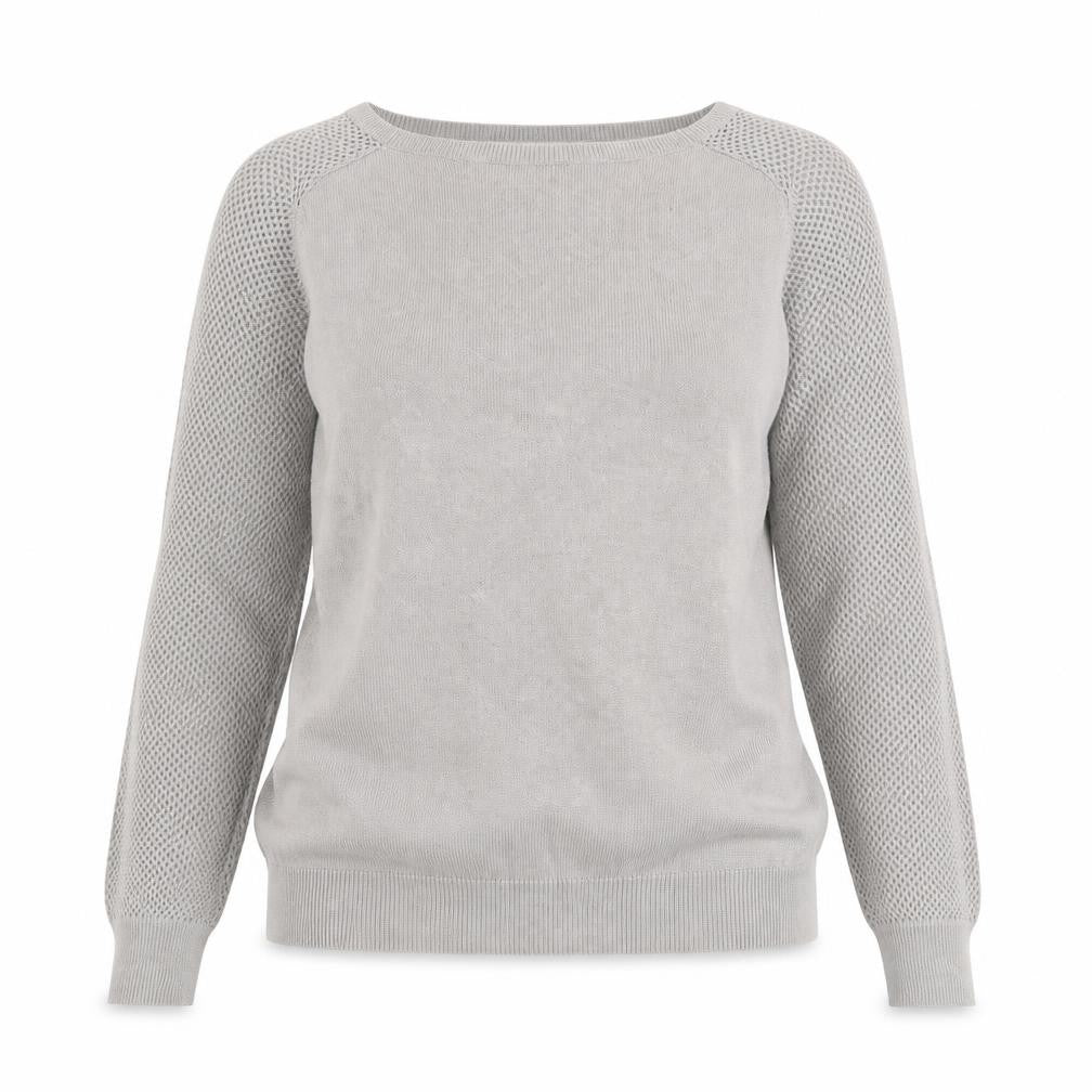Zara Knit Women's Grey Cotton Crew Neck Long Sleeve Pullover Jumper Size 8