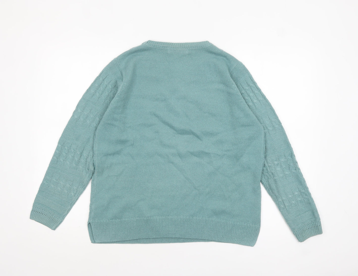 ISLE Womens Green Cable Knit Pullover Jumper Size 14-16