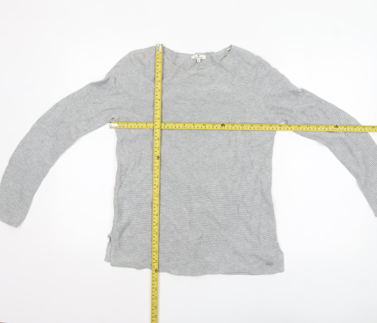 Tom Tailor Women's Grey Cotton Crew Neck Jumper Size S