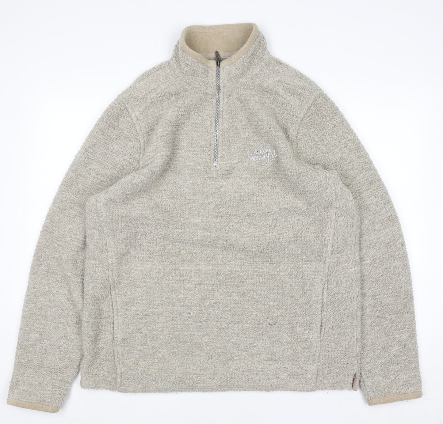 Weird Fish Men's Beige XL 1/4 Zip Pullover Fleece Sweatshirt