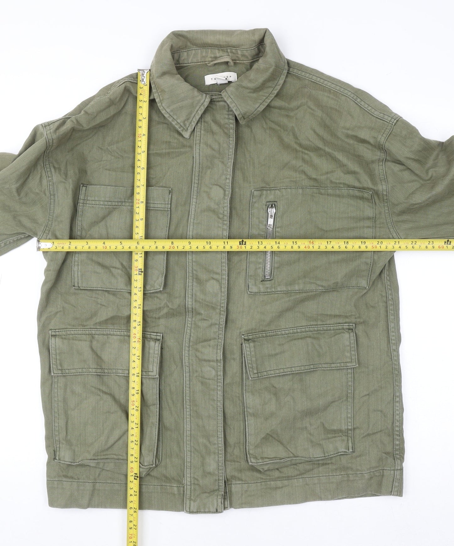 Topshop Women’s Green Cotton Military Jacket Size S