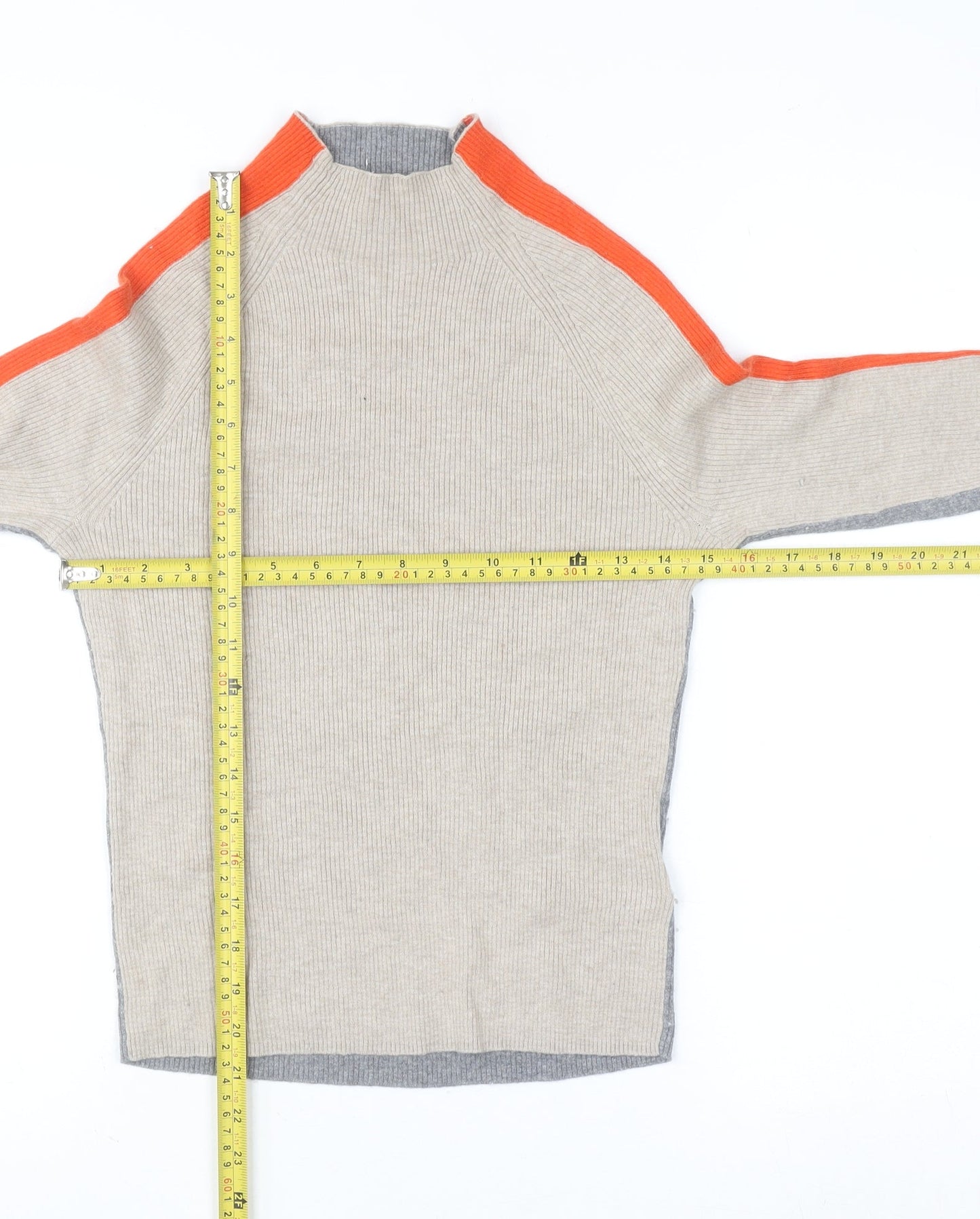 White Stuff Women's Beige High Neck Wool Mix Jumper Size S