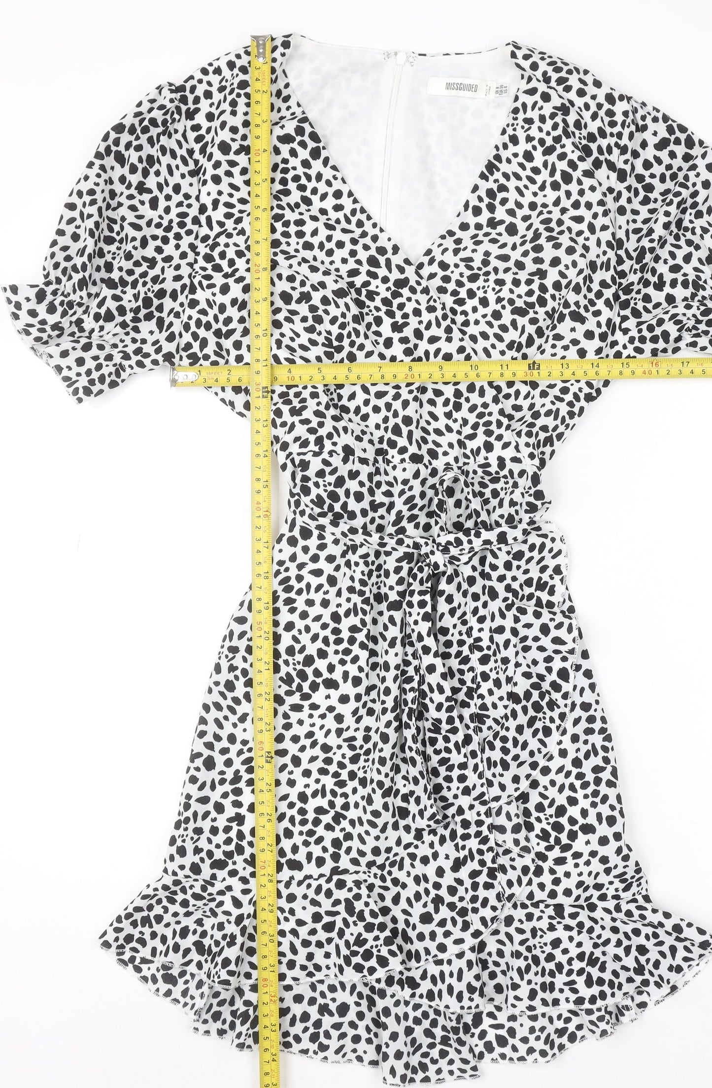 Missguided Women's Black Animal Print Short Wrap Dress Size 8