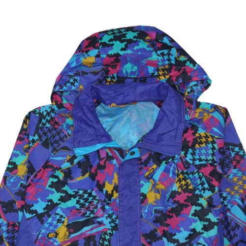 K-Way Women's Multicoloured Hooded Full Zip Retro Pullover Jacket M