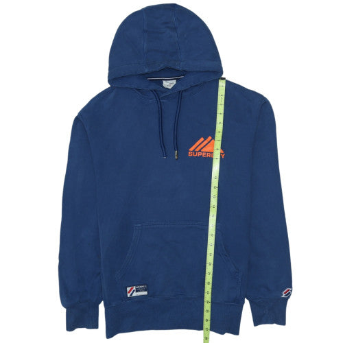 Superdry Men's Blue Pullover Hoodie Size M Regular Fit Sports Logo