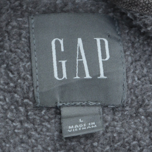 GAP Men Grey Logo Crew Neck Fleece L Pullover Sweatshirt