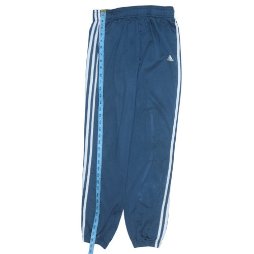 Adidas Boys Blue Track Pants 10-11 Years Regular Fit Elastic Waist