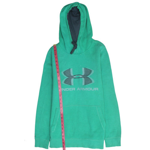 Under Armour Mens Green Pullover Hoodie M Loose Fit Graphic Print