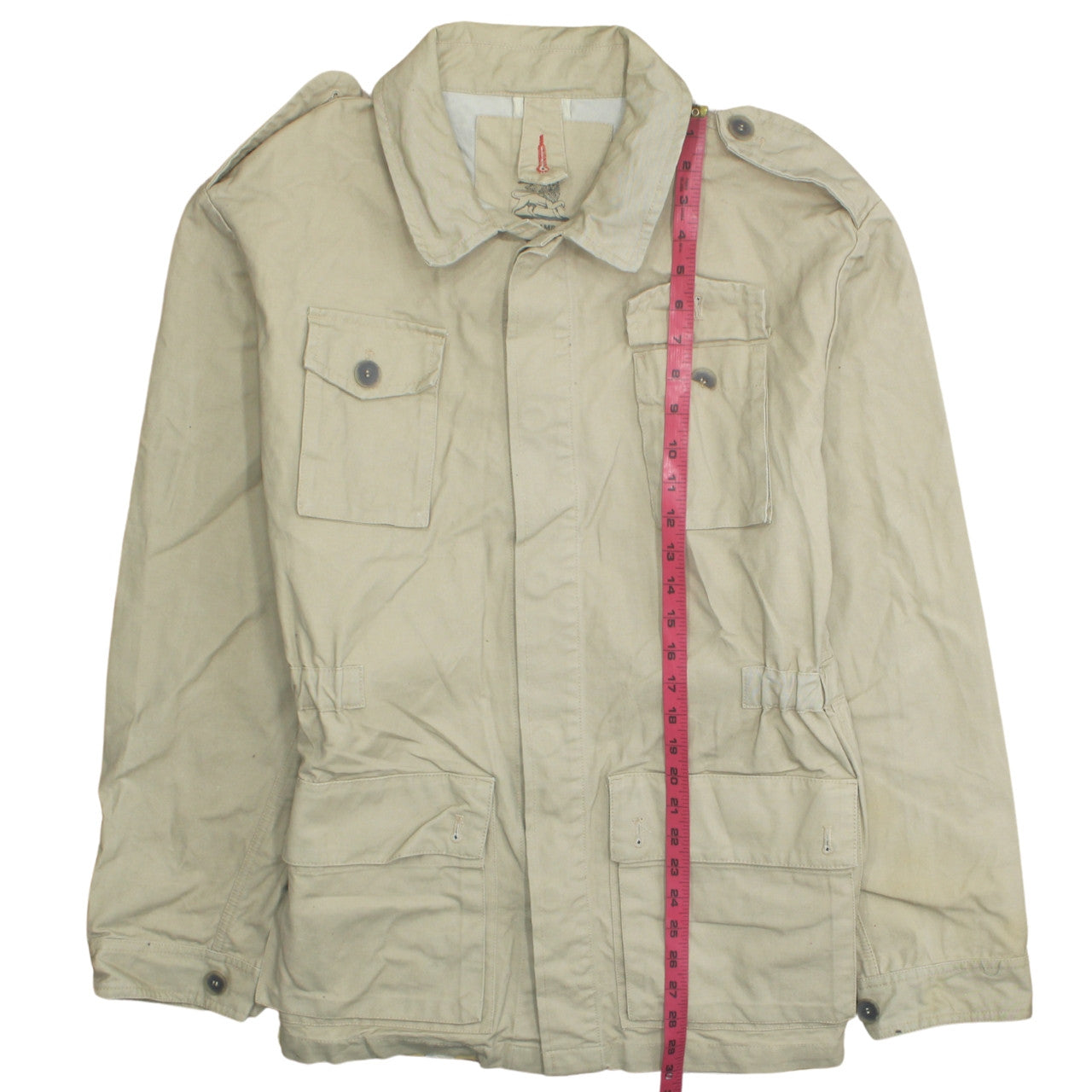 Abrams Men's Beige 2XL Cotton Military Jacket with Pockets