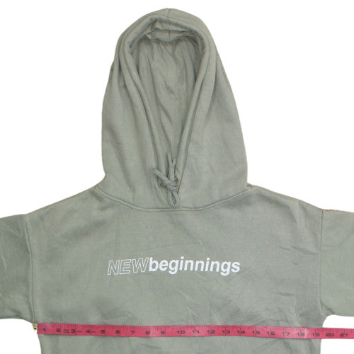 Primark Womens Green Pullover Hoodie XS 'NEW Beginnings' Fleece