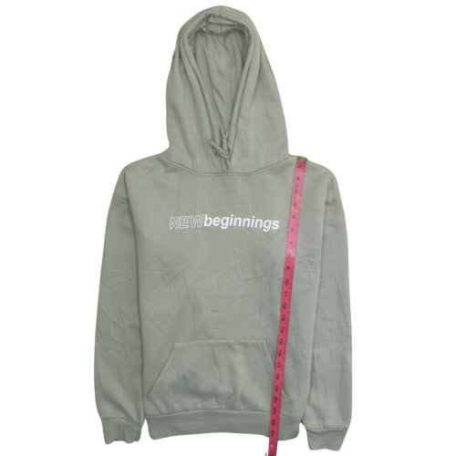 Primark Womens Green Pullover Hoodie XS 'NEW Beginnings' Fleece