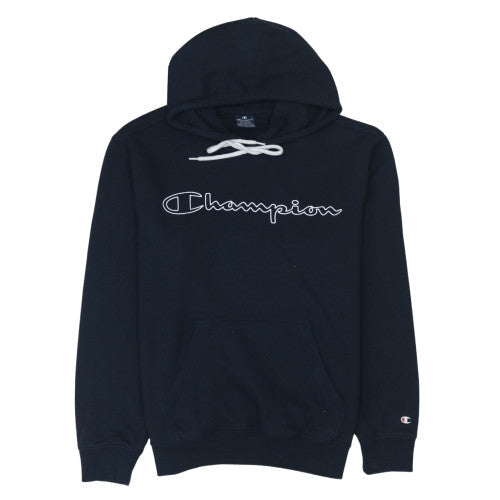 Champion Mens Blue Pullover Hoodie Medium Logo Fleece Sweatshirt