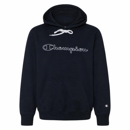 Champion Mens Blue Pullover Hoodie Medium Logo Fleece Sweatshirt