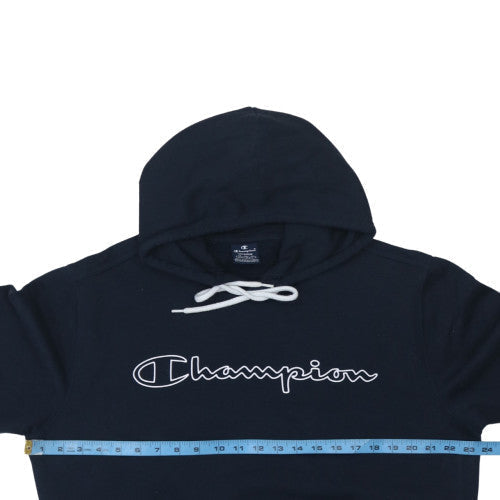 Champion Mens Blue Pullover Hoodie Medium Logo Fleece Sweatshirt