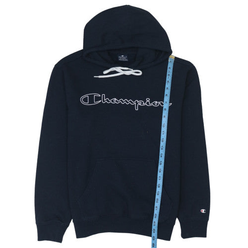 Champion Mens Blue Pullover Hoodie Medium Logo Fleece Sweatshirt