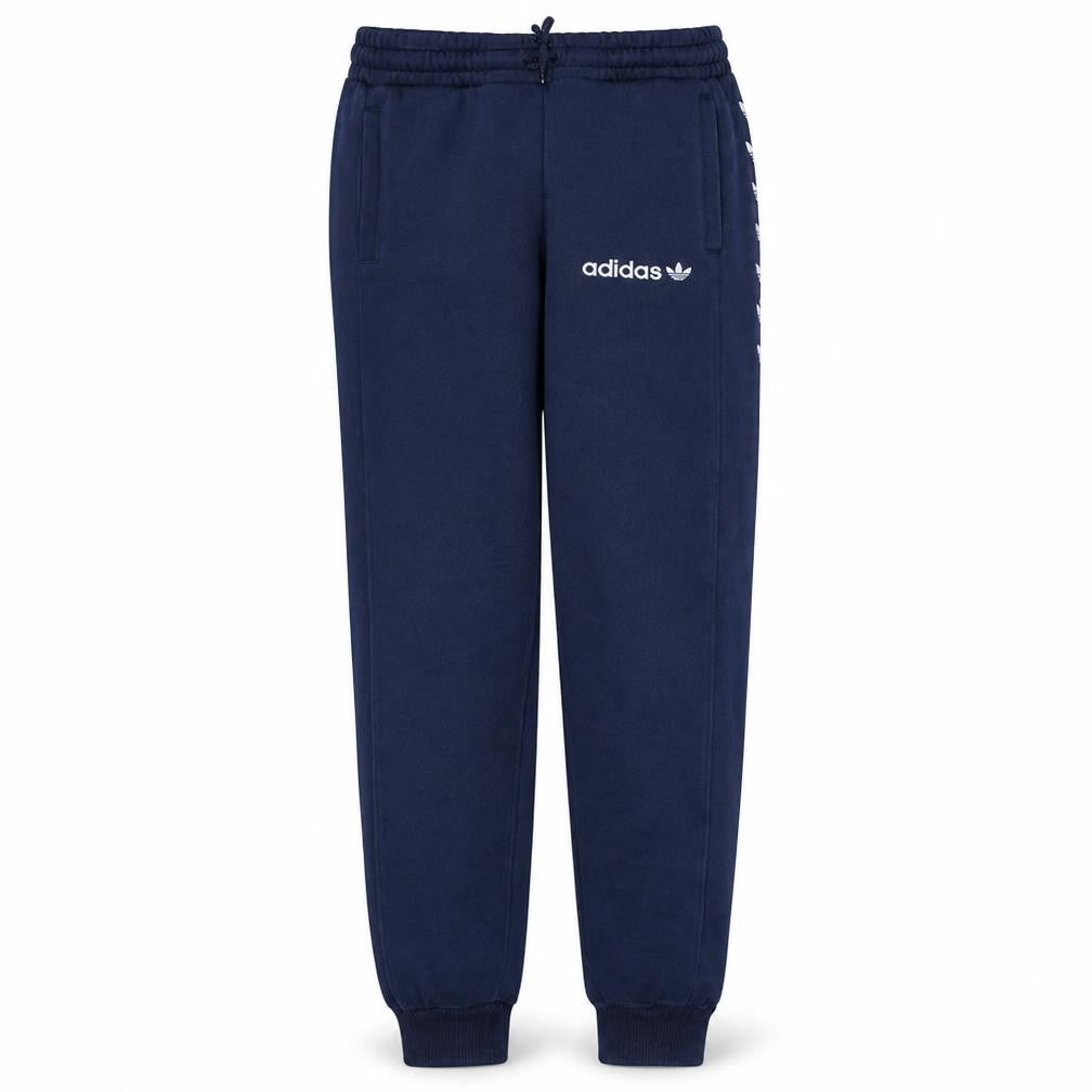 Front view of adidas boys’ blue jogger fleece activewear trousers 13-14 years