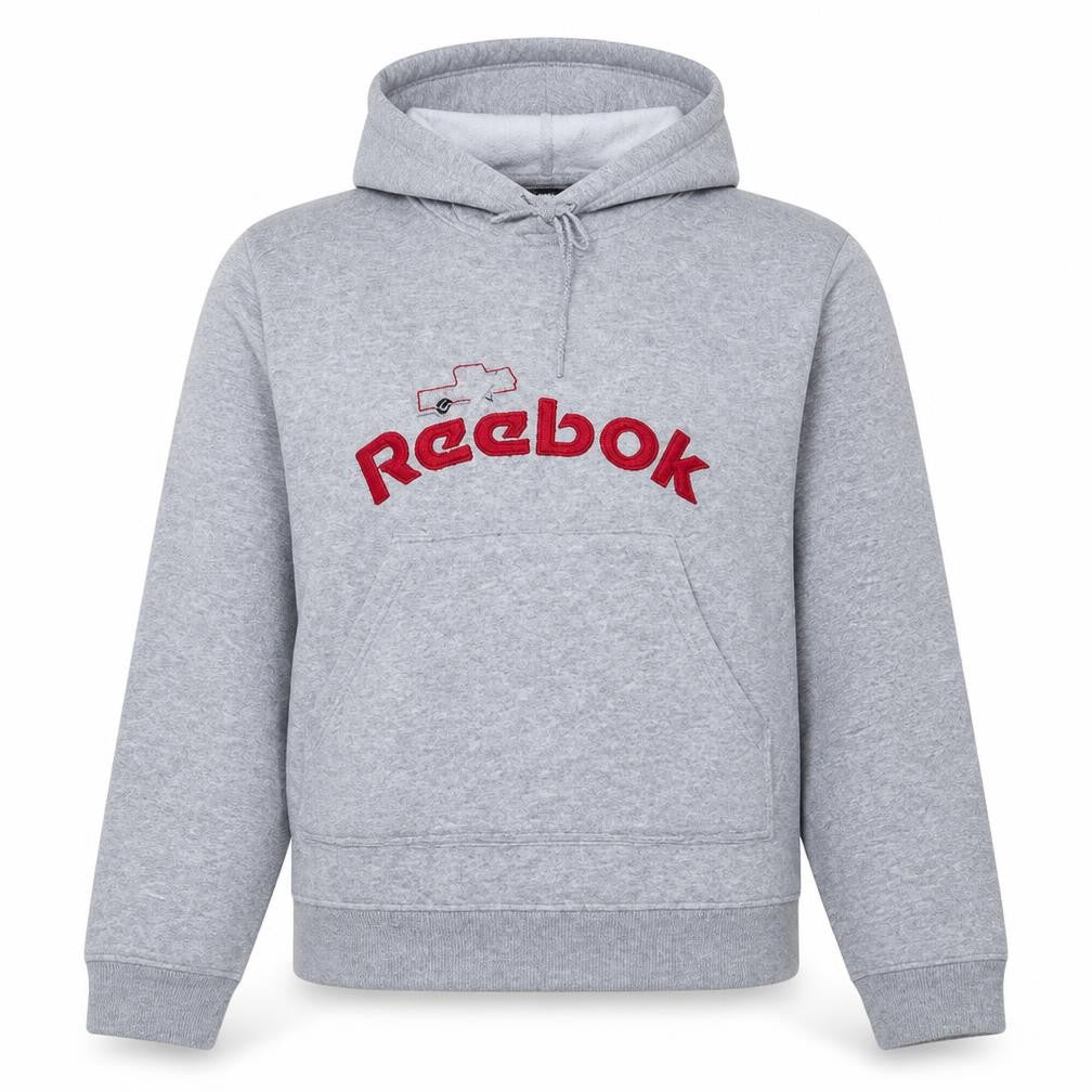 Reebok Essentials Women's Grey Pullover Hoodie Size L Embroidered Logo