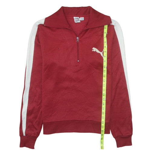 Puma Mens Red 1/2 Zip Collared Sports Sweatshirt L Vintage